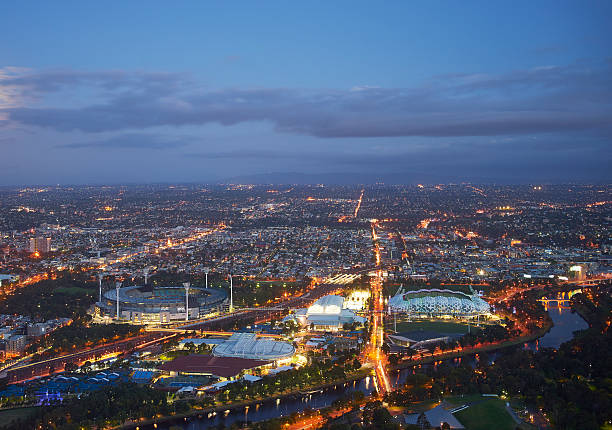 istock aerial view of stadiums, Melbourne 468371044