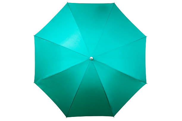 istock Teal umbrella isolated on white background 468373739
