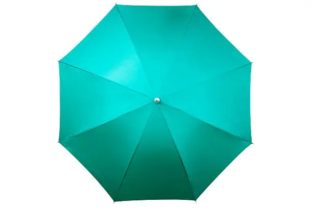 Photo of Teal umbrella isolated on white background