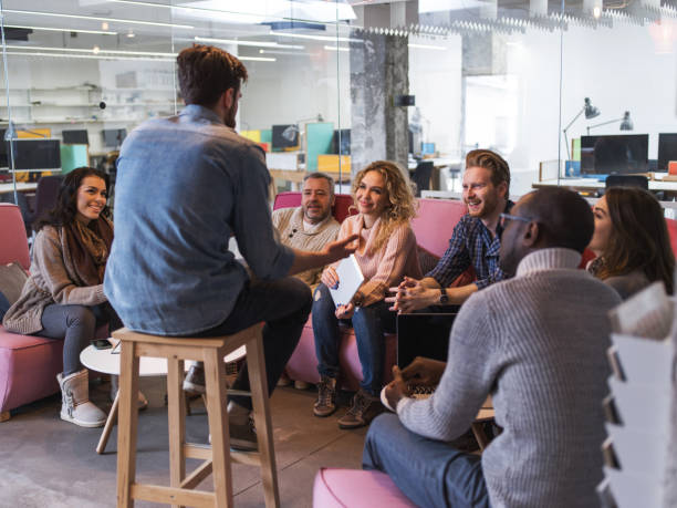 istock Group of creative people having a meeting together. 468375258