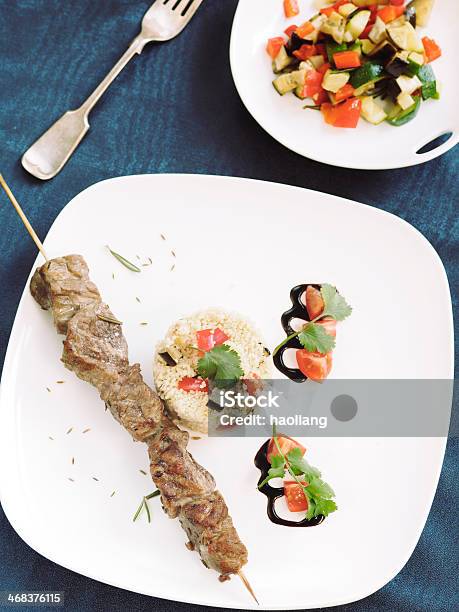 Lammkebab Stockfoto und mehr Bilder von Aubergine - Aubergine, Bratspieß, Draufsicht