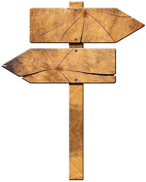 деревянный знак направления-две стрелки - stick wood isolated tree стоковые фото и изображения