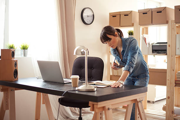 istock Women at modern home office. 468380732