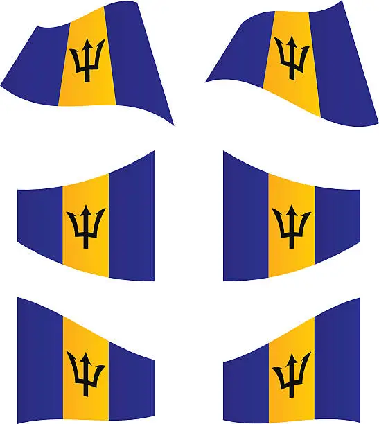 Vector illustration of Waving flags of Barbados