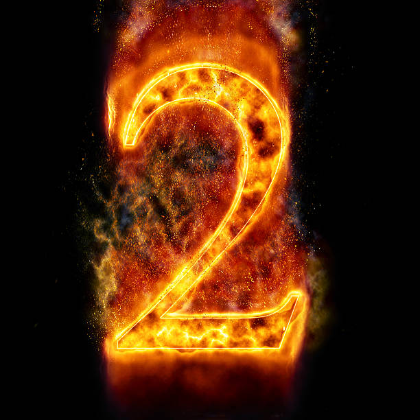 Fire Digit 2 Fire Digit 2 fire inferno typescript alphabet stock pictures, royalty-free photos & images