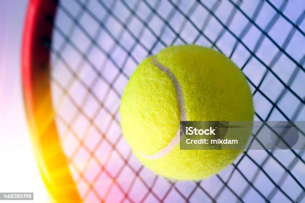 Ball And Racket Stock Photo - Download Image Now - 2015, Achievement, Blue