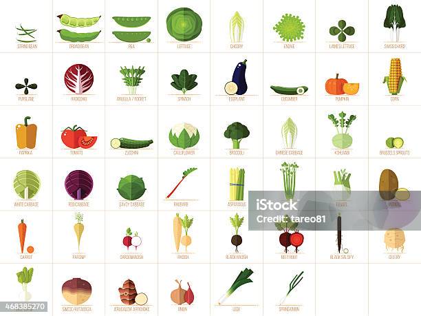 Vegetable Icons Stock Illustration - Download Image Now - Vegetable, Illustration, Rhubarb