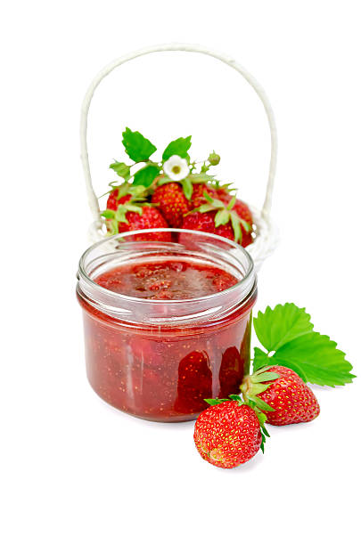 istock Jam strawberry with basket of berry 468385616