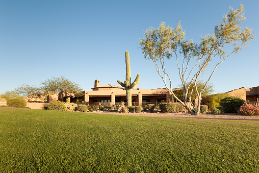 View of a desert golf residence from the fairway.