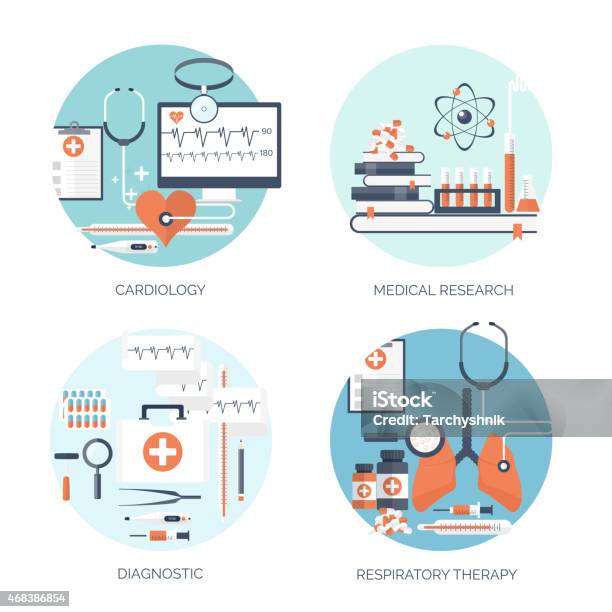 Vector Illustration Flat Medical And Chemical Background Research Experiment Healthcare Stock Illustration - Download Image Now