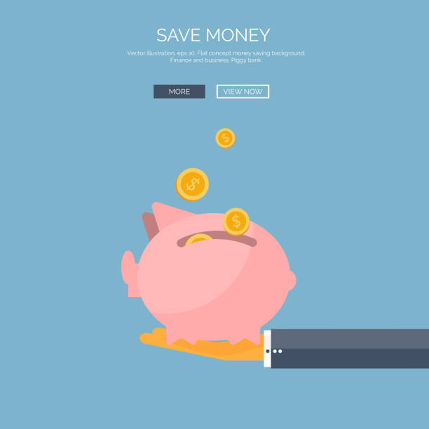 istock Vector illustration. Flat saving money concept background. Piggy bank and 468386934
