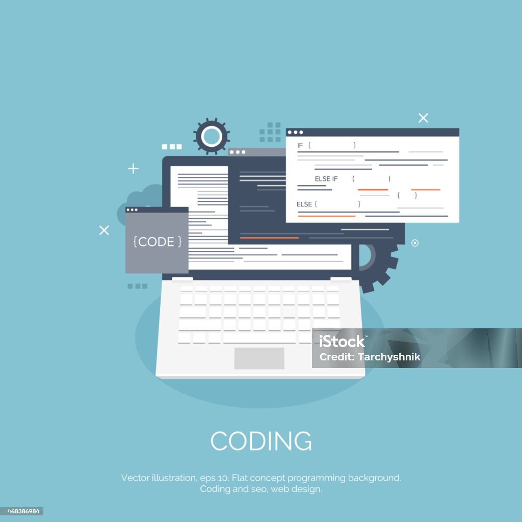 Vector Illustration Flat Computing Background Programming Coding Web ...