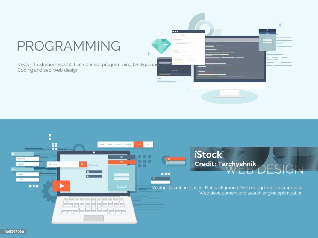 Vector Illustration Flat Computing Background Programming Coding Web ...