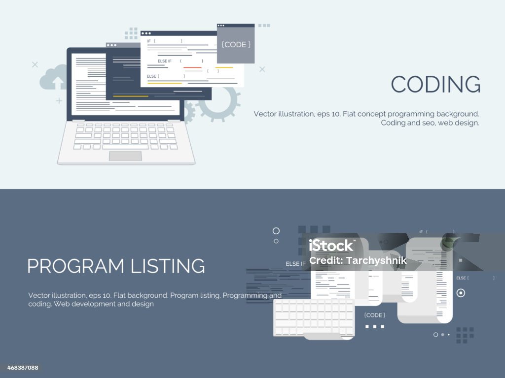 Vector Illustration Flat Computing Background Programming Coding Web ...