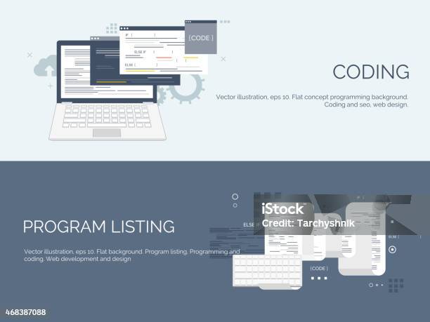Vector Illustration Flat Computing Background Programming Coding Web ...