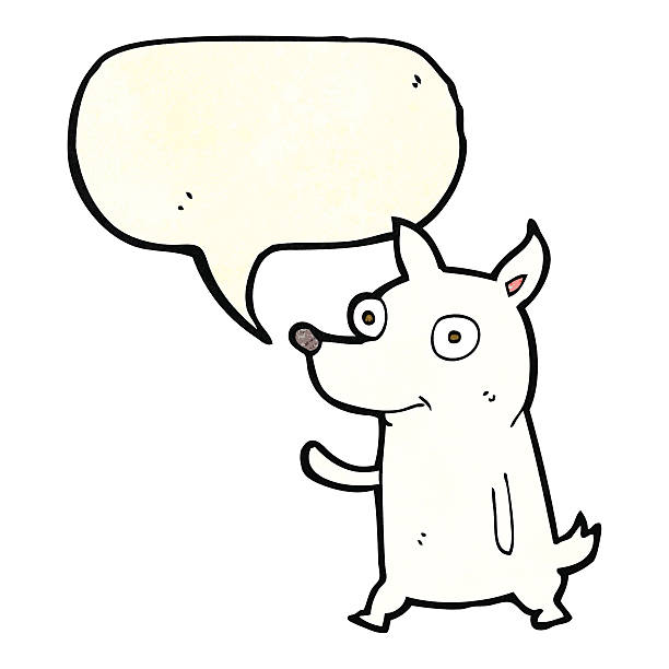 istock cartoon little dog waving with speech bubble 468387870