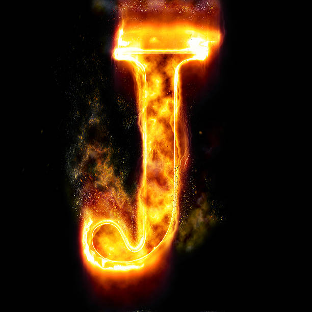 Fire Letter J Fire Letter J plasma letter j stock pictures, royalty-free photos & images