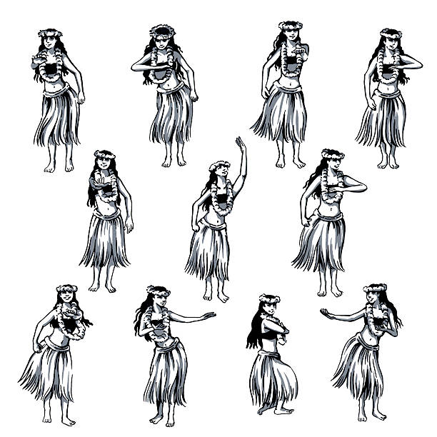 ilustrações, clipart, desenhos animados e ícones de hula, - dançar hula