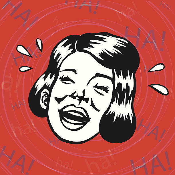 Woman having fun and crying with laughter. AI and EPS editable files included.