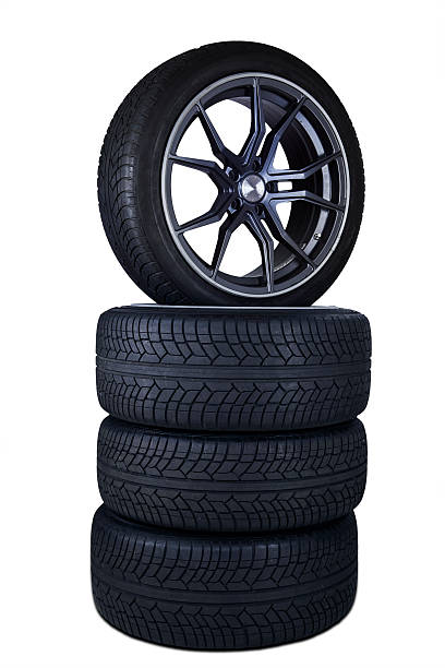 istock Heap of four tires in studio 468393332