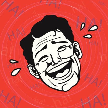 A man having fun and laughing heartily at some joke or prank. AI and EPS editable files included.