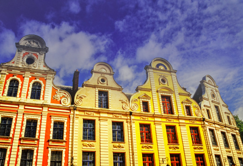 Old town in the hanseatic city of Lübeck in Germany with historic buildings