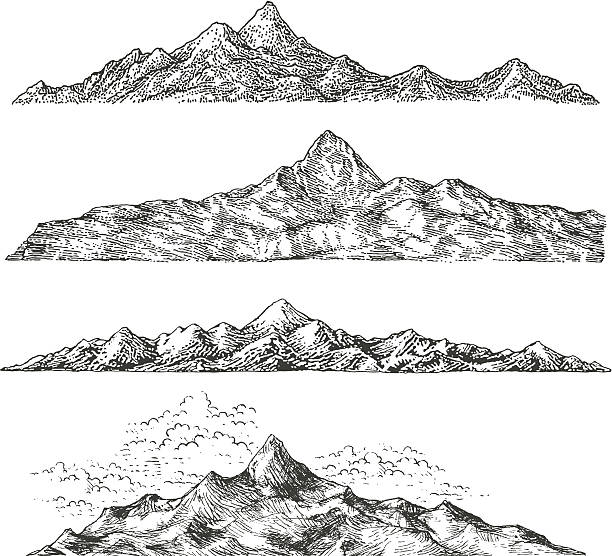 Mountain Drawings vector art illustration