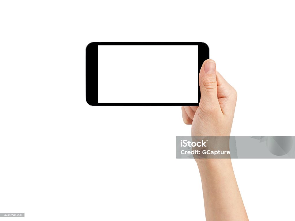Mano mujer adolescente tomando fotos con genérico smartphone, aislado - Foto de stock de Sacar una foto libre de derechos