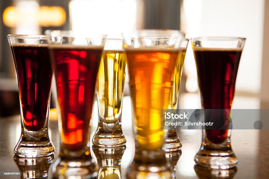 Small Beer Glasses Or Tasters Set Up On A Bar Stock Photo - Download Image  Now - 2015, Alcohol - Drink, Back Lit - iStock