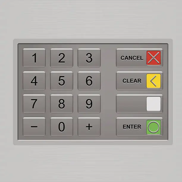 Vector illustration of Keypad of automated teller machine