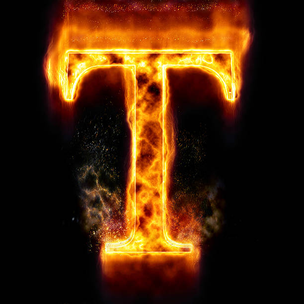 огонь буква t - letter t fire flame typescript стоковые фото и изображения