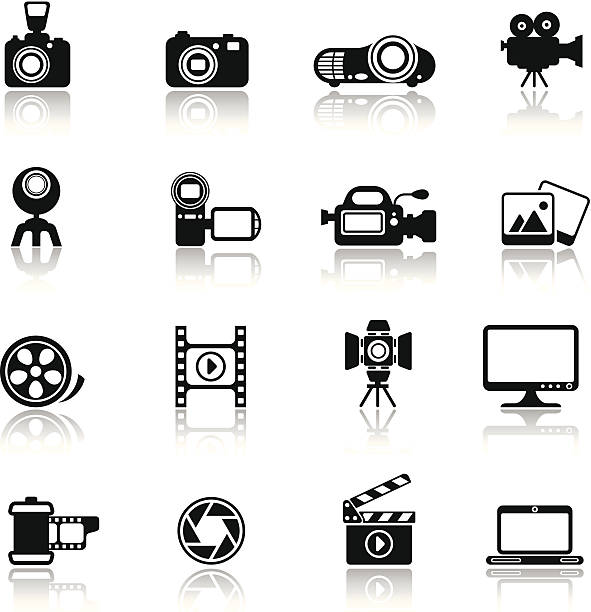 foto-video-icon-set - vector icon video stock-grafiken, -clipart, -cartoons und -symbole