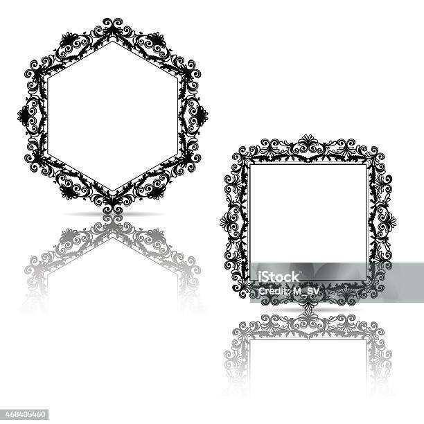 Silhouette Carved Vintage Frame For Picture Or Photo Stock Illustration - Download Image Now