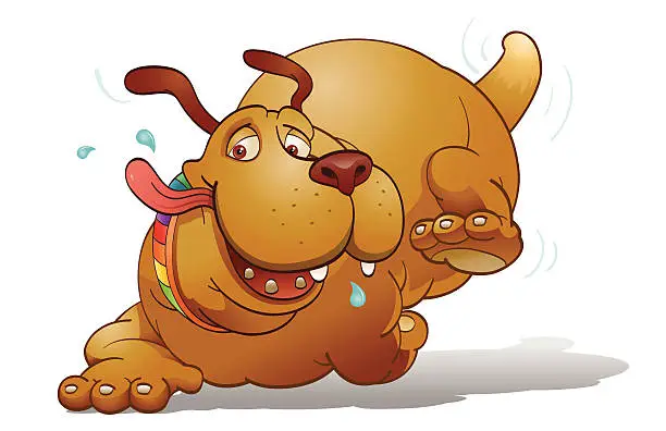 Vector illustration of Obese dog running happy