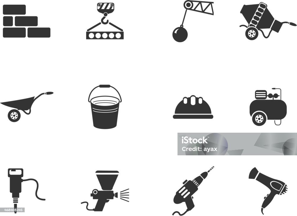 Symbols of building equipment Symbols of building equipment. See also: Gas Compressor stock vector