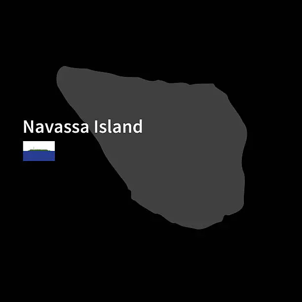 Vector illustration of Detailed map of Navassa Island  with flag on black background