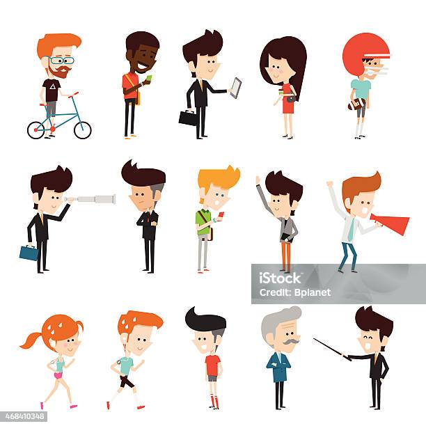 Characters Design Stock Illustration - Download Image Now - 2015, Adult, Announcement Message