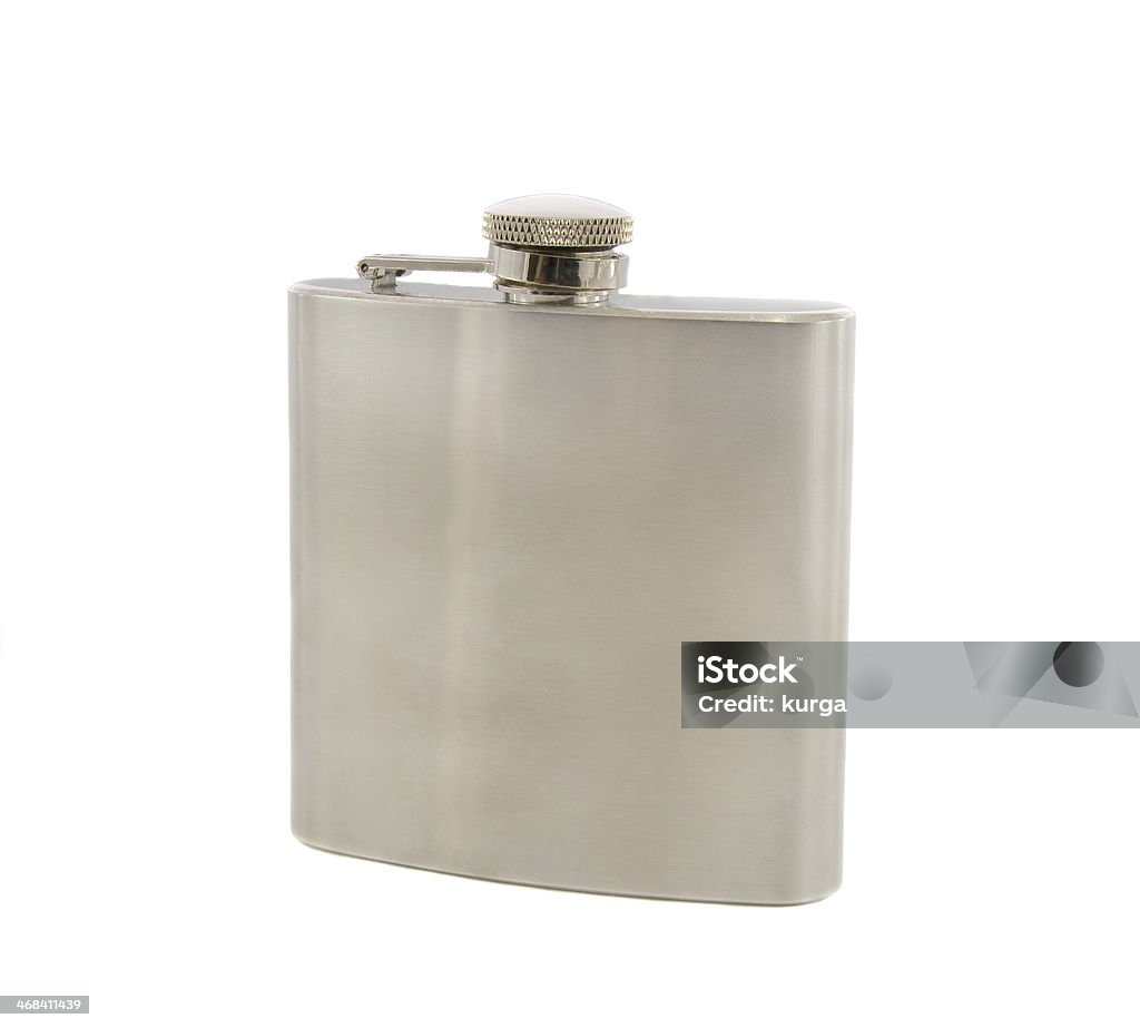 Silver Fiole conique de brandy isolé sur fond blanc - Photo de Acier libre de droits