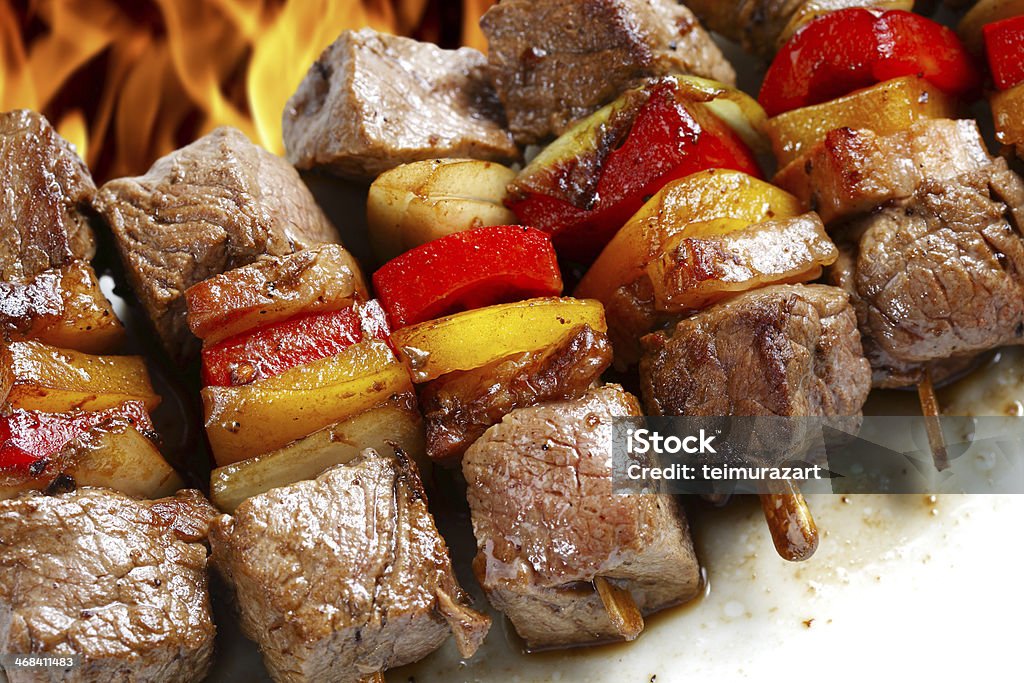 Fried Meat (Barbecue) Barbecue - Meal Stock Photo