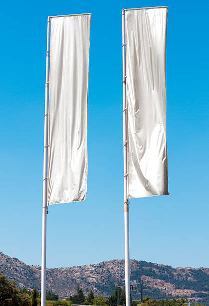 Two white flag stock photo