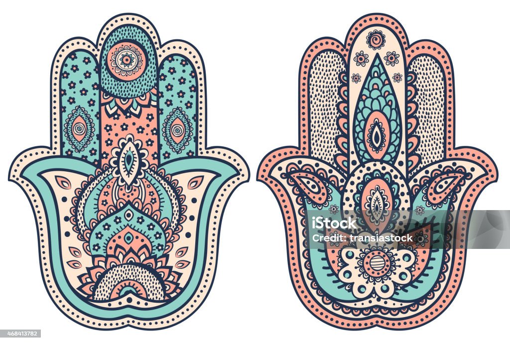 Vector Indian hand drawn hamsa with ornaments Vector Indian hand drawn hamsa with ethnic ornaments 2015 stock vector