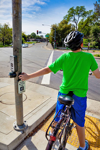 istock Boy on Bicycle at Street Crossing 468416808