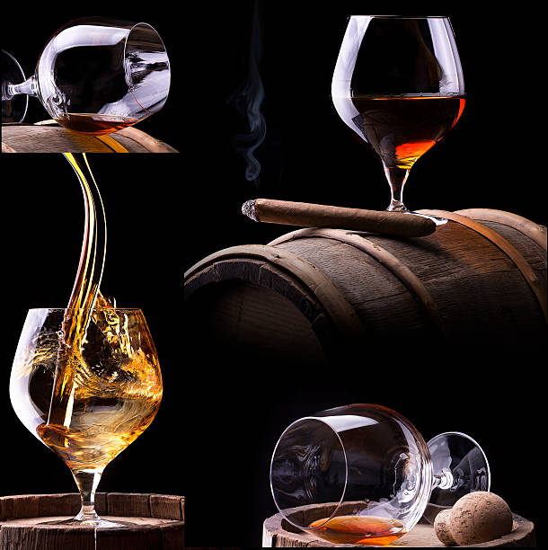 istock Cognac and Cigar on black with barrel collage 468417295