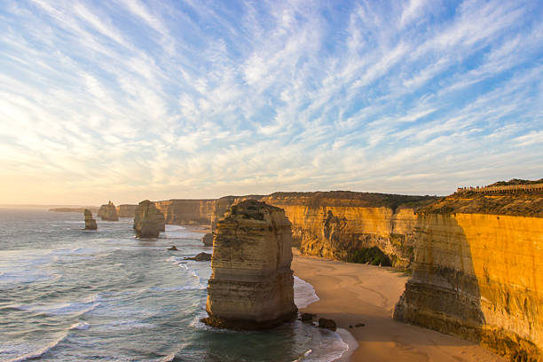 istock Sunset cloudy at twelve apostles attractions on Green Ocean Road 468417870