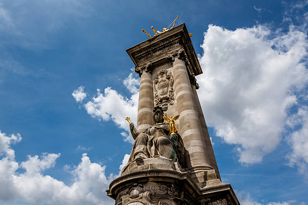 istock Alexandre III Bridge Pillar Close Up against Clouds, Paris 468419343