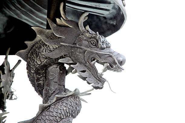 istock Black dragon statues in Chinese temple. 468419721