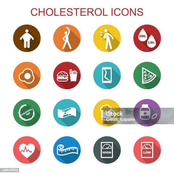 Cholestérol Longue Ombre Icônes Vecteurs libres de droits et plus d'images vectorielles de Cholestérol - Cholestérol, En haut, Lipoprotéine de basse densité