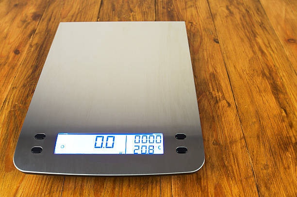 Modern Stainless Steel Digital Kitchen Scales Modern stainless steel kitchen scales. kitchen scale stock pictures, royalty-free photos & images