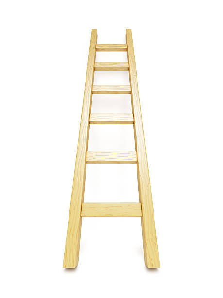 istock Wooden ladder near white wall 468420946