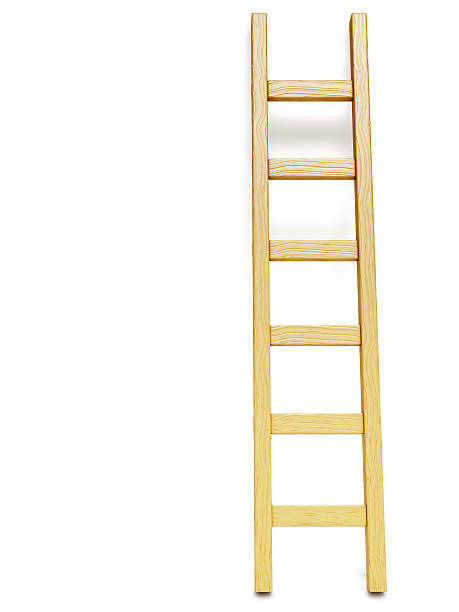 istock Wooden ladder near white wall 468420992